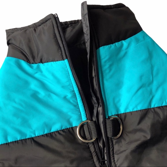 Dog PUFFER Jacket Coat Black Turquoise M NWOT - Picture 3 of 11